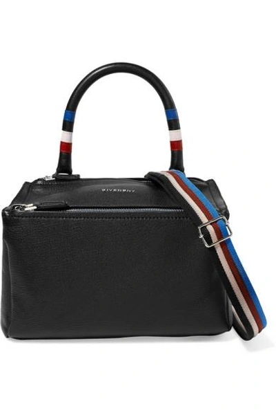 Shop Givenchy Pandora Striped Textured-leather Shoulder Bag In Black