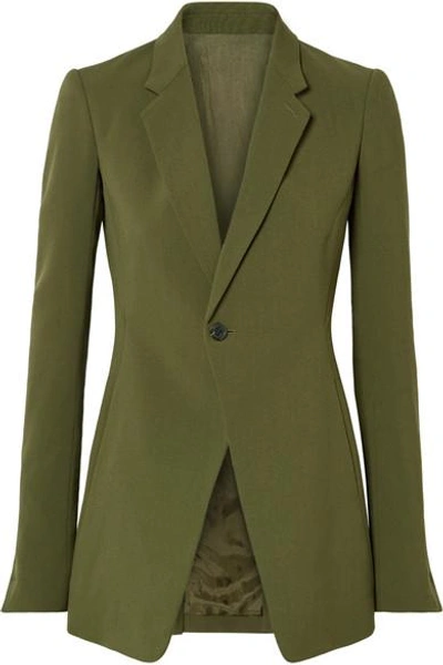 Shop Rick Owens Wool-crepe Blazer In Army Green