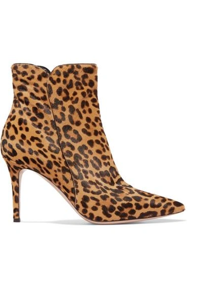 Shop Gianvito Rossi Levy 85 Leopard-print Calf Hair Ankle Boots In Leopard Print