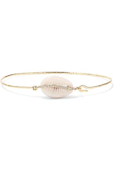 Shop Pascale Monvoisin Cauri 9-karat Gold, Diamond And Porcelain Bracelet In Rose Gold