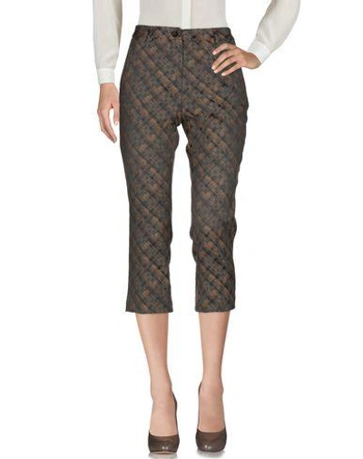 Shop Manila Grace Woman Cropped Pants Brown Size 10 Polyester, Cotton, Polyamide, Elastane