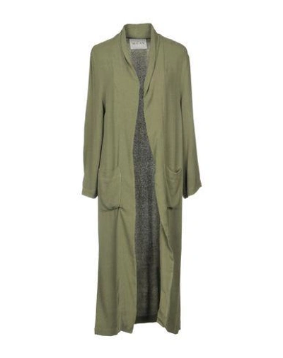 Shop Ma'an Overcoats In Military Green