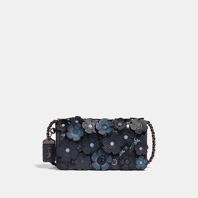 Shop Coach Dinky With Tea Rose In Midnight Navy/black Copper
