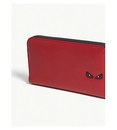 Shop Fendi Monster Eyes Leather Continental Wallet In Red