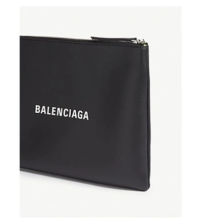 Shop Balenciaga Black Everyday Logo-print Leather Pouch In Black Yellow