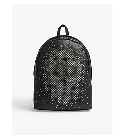 Shop Alexander Mcqueen Black Stud Skull Grained Leather Backpack
