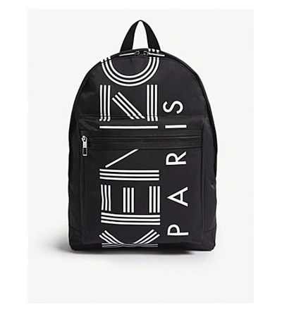 Shop Kenzo Striped Logo Nylon Backpack In Black