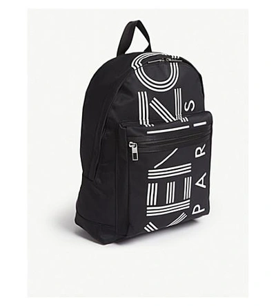 Shop Kenzo Striped Logo Nylon Backpack In Black