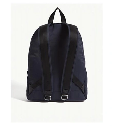 Shop Kenzo Striped Logo Nylon Backpack In Navy Blue