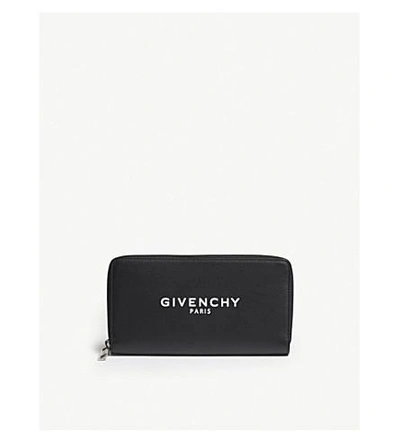 Shop Givenchy Logo Long Leather Wallet In Black White