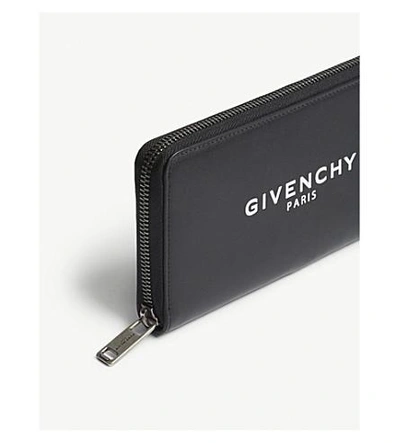 Shop Givenchy Logo Long Leather Wallet In Black White