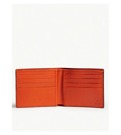 Shop Gucci Orange Canvas Stripe Leather Wallet