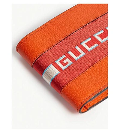 Shop Gucci Orange Canvas Stripe Leather Wallet