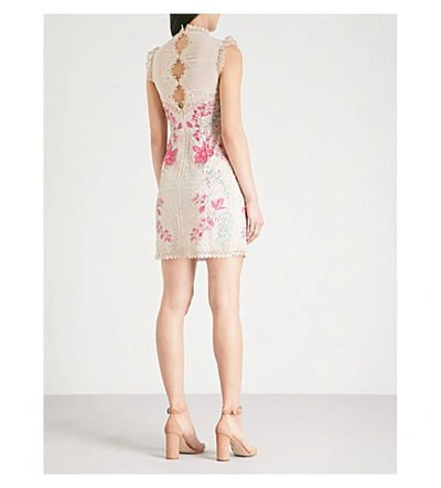 Shop Karen Millen Floral-embroidered Dress In Grey