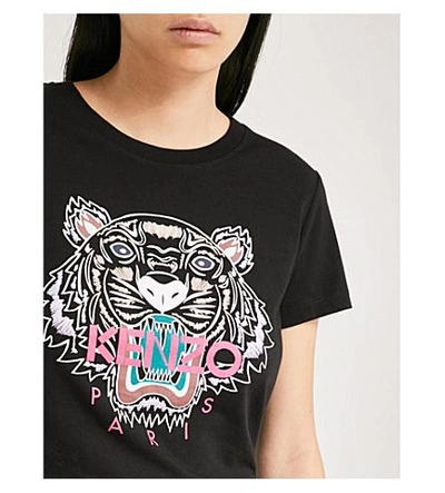 Shop Kenzo Tiger Cotton-jersey T-shirt In Black