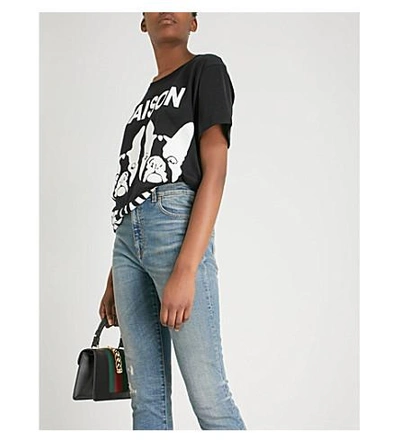 Shop Gucci Pup-print Cotton-jersey T-shirt In Black