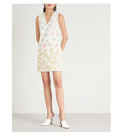 Shop Peter Pilotto 邮票 绉 迷你 穿着 In Fig Tree White