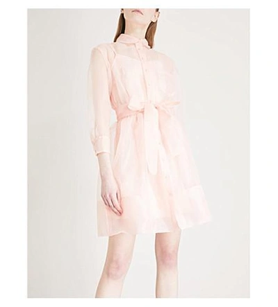Shop Maje Revani Organza Shirt Dress In Pale Pink