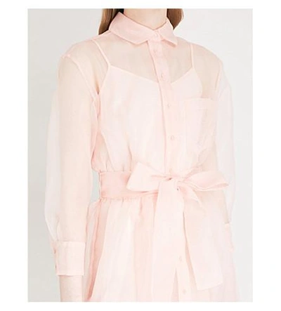 Shop Maje Revani Organza Shirt Dress In Pale Pink
