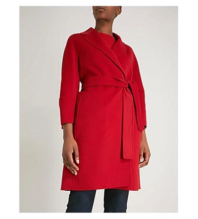 Shop Max Mara Arona Single-breasted Wool Coat In Red