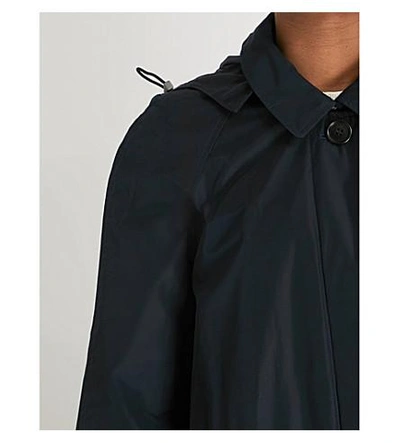 Shop Burberry Tringford Hooded Shell Trench Coat In Navy