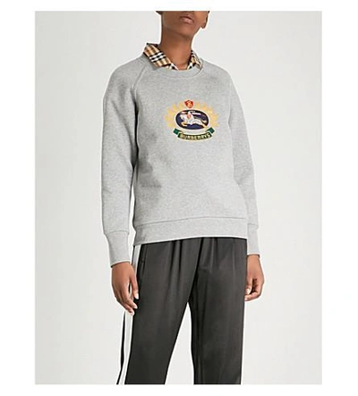 Shop Burberry Ravi Cotton-blend Sweatshirt In Grey