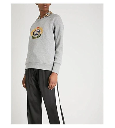 Shop Burberry Ravi Cotton-blend Sweatshirt In Grey