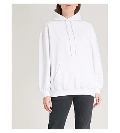 Shop Balenciaga Logo-print Cotton-jersey Hoody In White