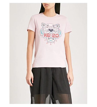 Shop Kenzo Tiger Cotton-jersey T-shirt In Pastel Pink