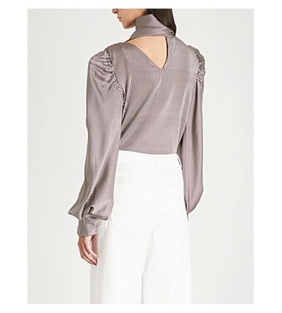 Shop Silvia Tcherassi Juliette Silk-blend Top In Nude Black Stripes