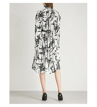 Shop Balenciaga Twisted Printed Silk Dress In Black/white