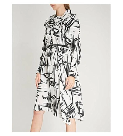 Shop Balenciaga Twisted Printed Silk Dress In Black/white