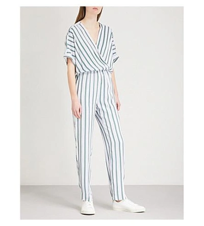 Shop Maje Pandro Striped Twill Jumpsuit