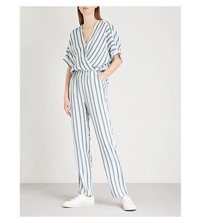 Shop Maje Pandro Striped Twill Jumpsuit