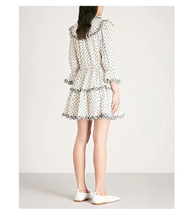 Shop Zimmermann Jaya Polka Dot Linen Dress In Cream/black