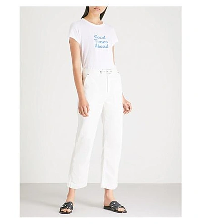Shop Rag & Bone Slogan-print Cotton-jersey T-shirt In White