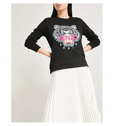 Shop Kenzo Tiger Cotton-jersey Sweatshirt In Black