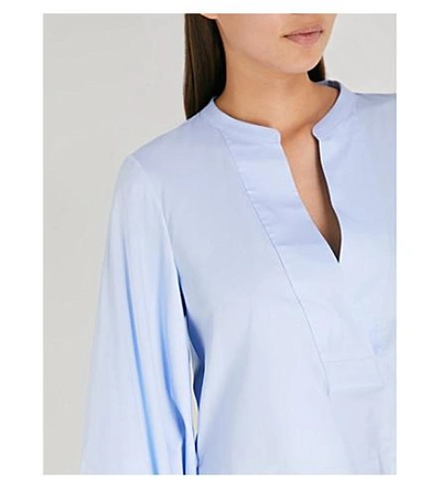 Shop Khaite Suzanna Cotton-poplin Shirt In Sky Blue