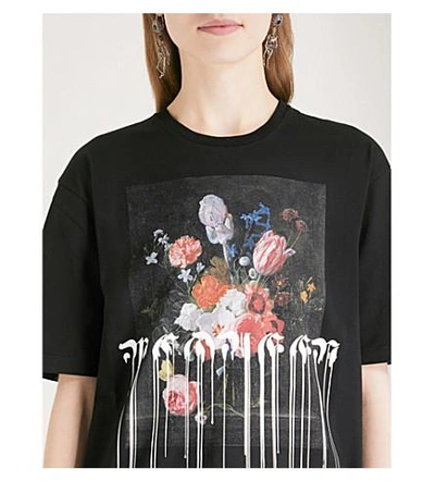 Shop Alexander Mcqueen Painted Cotton-jersey T-shirt In Black