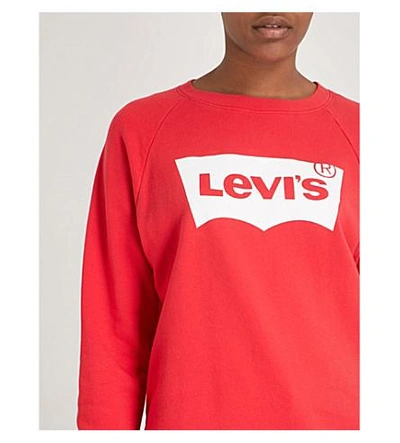 Shop Levi's Relaxed Logo-print Cotton-jersey Sweatshirt In Housemark Chinese Red