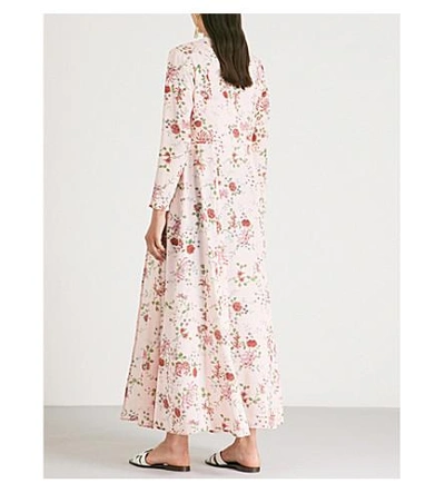 Shop We Are Leone Floral-print Silk Maxi Cardigan In Enchanted Pink