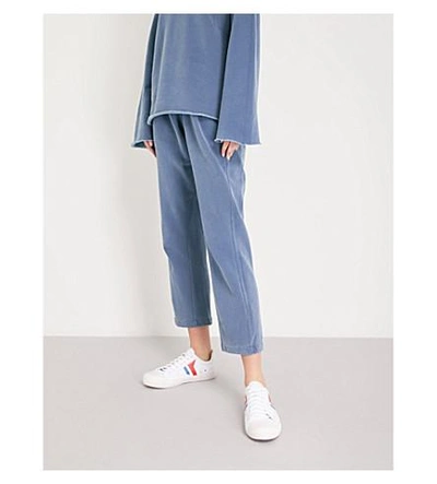 Shop Stateside Twisted Wide-leg Mid-rise Cotton-jersey Trousers In Navy