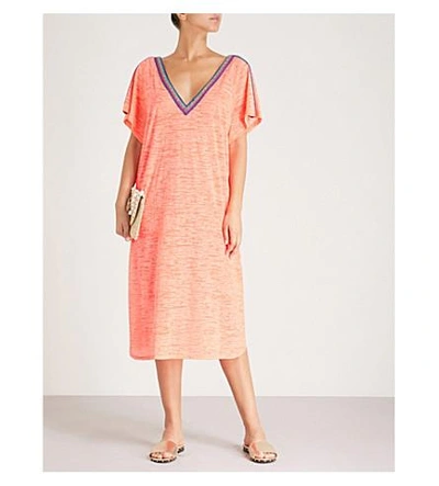 Shop Pitusa V-back Cotton-blend Dress In Coral