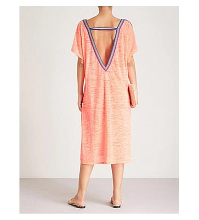 Shop Pitusa V-back Cotton-blend Dress In Coral
