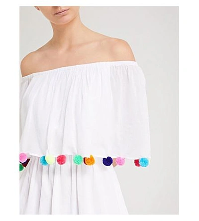 Shop Pitusa Festival Off-the-shoulder Cotton Dress In White