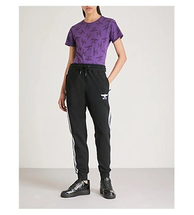 Shop Boy London Repeated Logo-print Cotton-jersey T-shirt In Purple