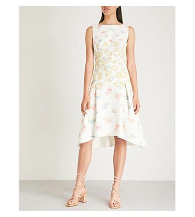 Shop Peter Pilotto Stamp Crepe Dress In Fig Tree White