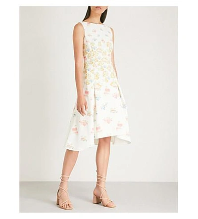 Shop Peter Pilotto Stamp Crepe Dress In Fig Tree White