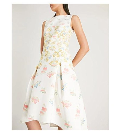 Shop Peter Pilotto Stamp Crepe Dress In Fig Tree White