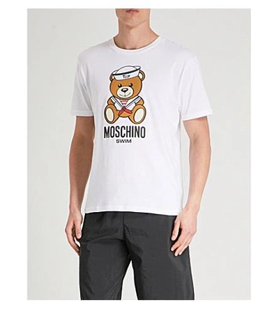 Shop Moschino Sailor Bear Cotton-jersey T-shirt In White